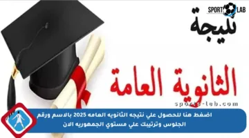 اضغط هنا للحصول على نتيجة الثانوية العامة 2025 بالاسم ورقم الجلوس وترتيبك على مستوى الجمهورية الآن